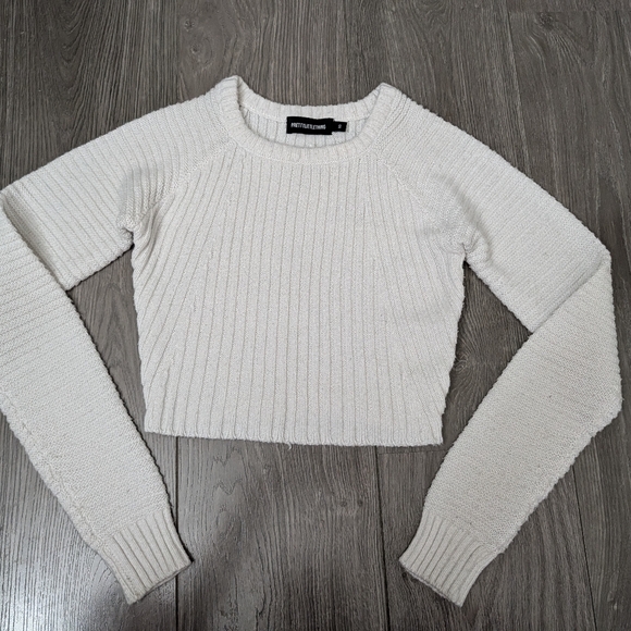 PrettyLittleThing Cream Ribbed Knit Sweater - Picture 3 of 4